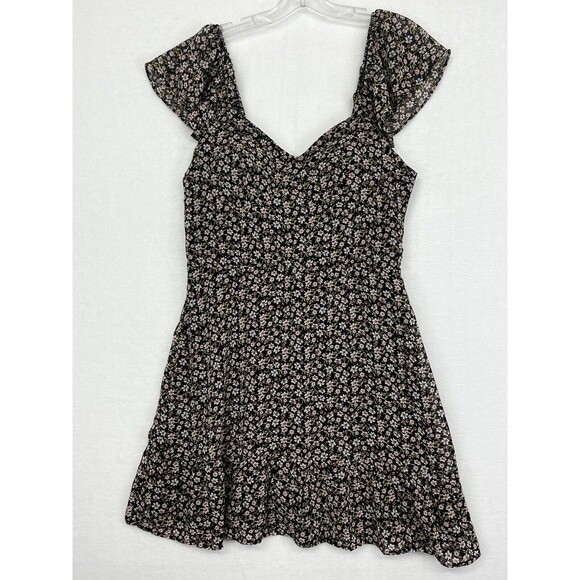 Dark ditzy floral XL Baby Doll Semi Sheer coquette dress Lined Elastic Back - Picture 1 of 8